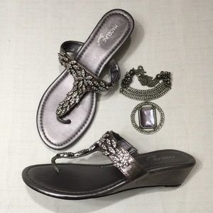 “Madeline Stuart” rhinestone wedge thong sandal-10